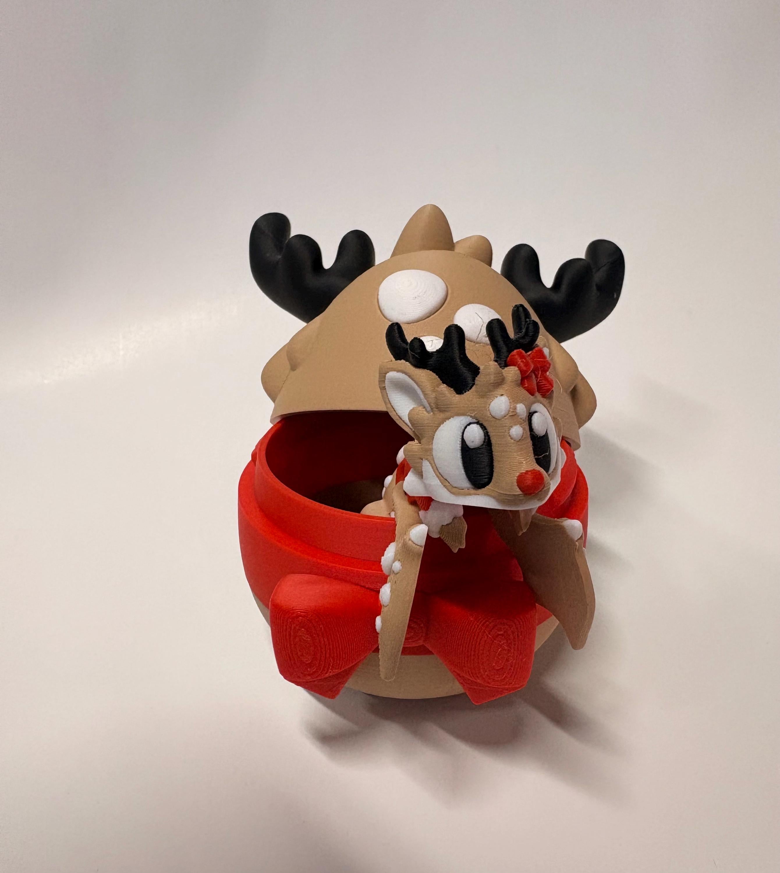 Flexi Reindeer Mini Dragon & Egg | 3D Printed Articulated Toy|Collectible by Flamingo Magic