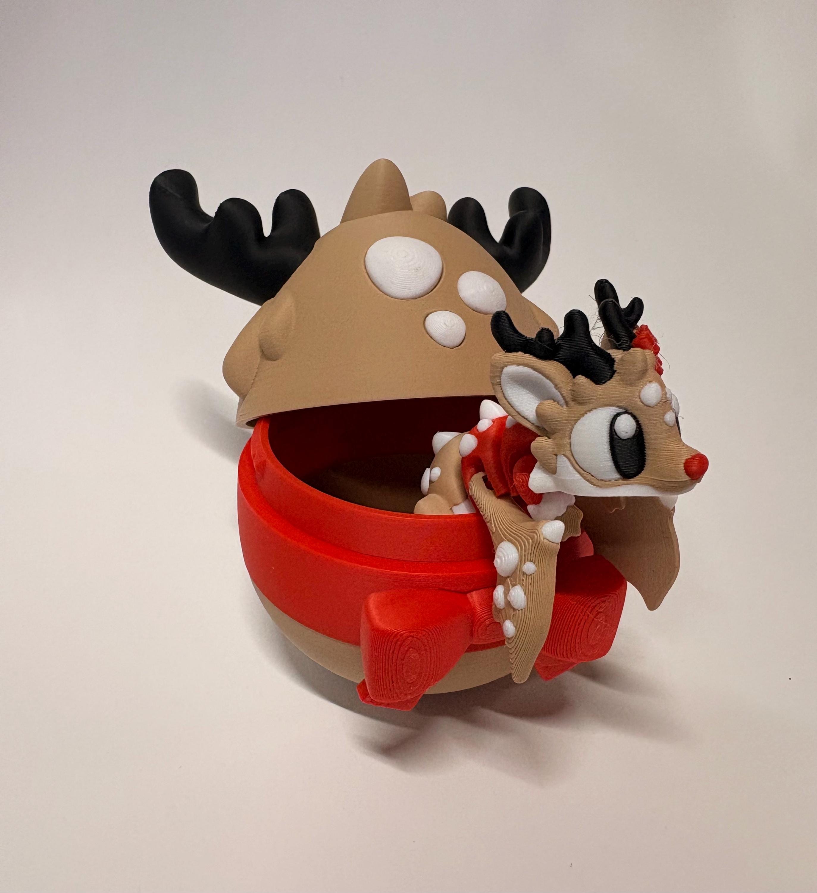 Flexi Reindeer Mini Dragon & Egg | 3D Printed Articulated Toy|Collectible by Flamingo Magic