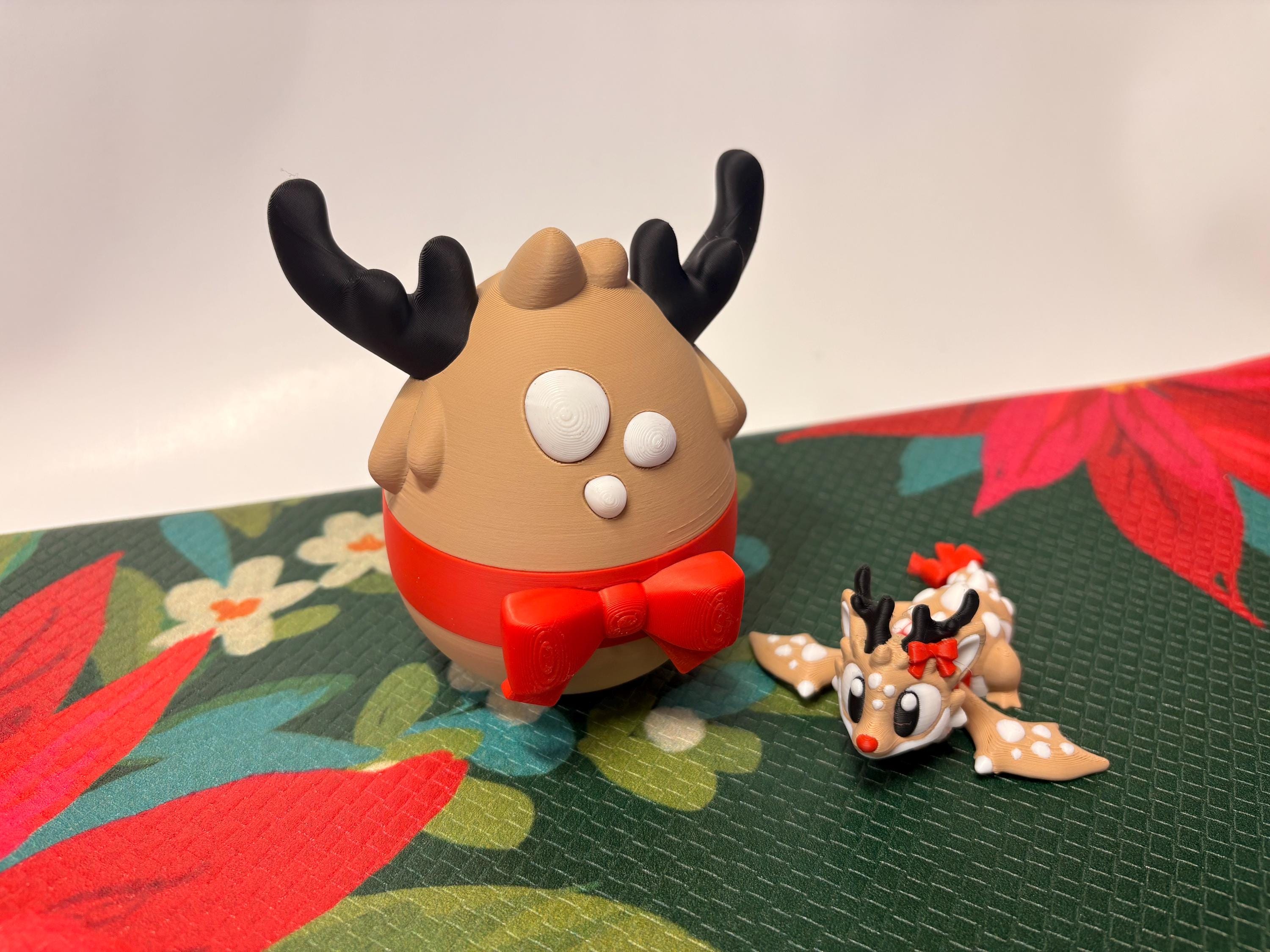 Flexi Reindeer Mini Dragon & Egg | 3D Printed Articulated Toy|Collectible by Flamingo Magic