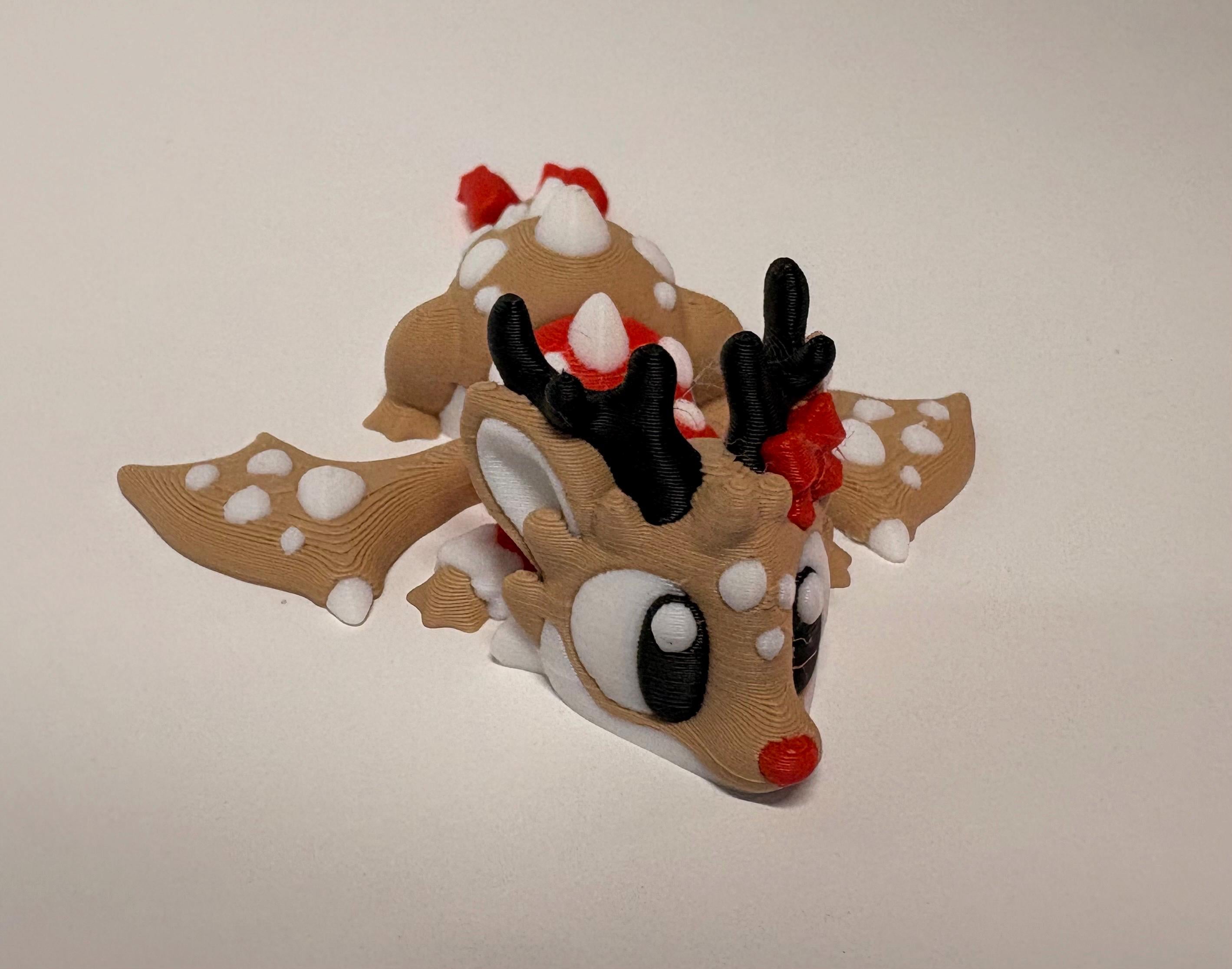 Flexi Reindeer Mini Dragon & Egg | 3D Printed Articulated Toy|Collectible by Flamingo Magic