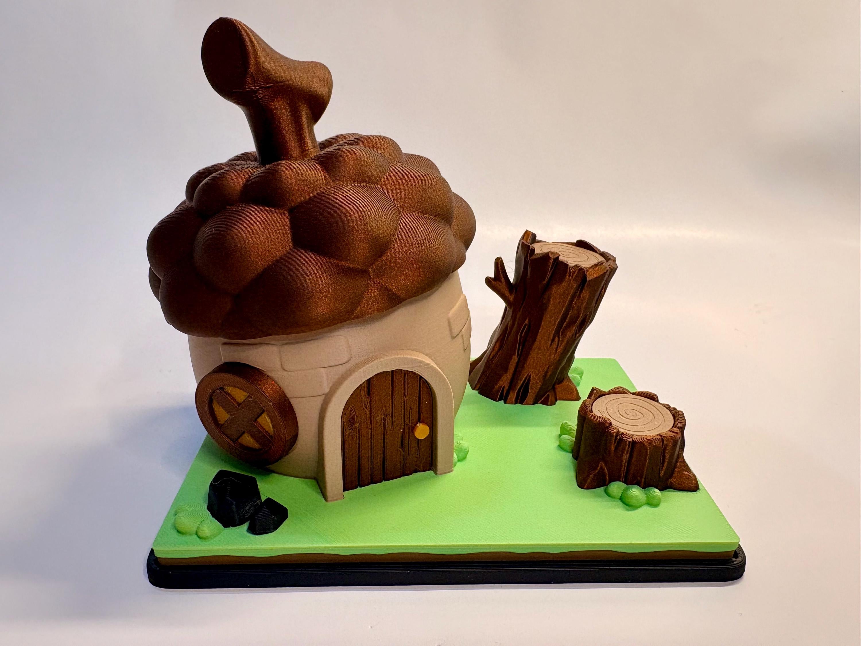 Squirrel House Woodland Scene | Cute Forest Decor | 3D Printed Animal Display | Fairy Garden Cottage | Desk & Shelf Decor