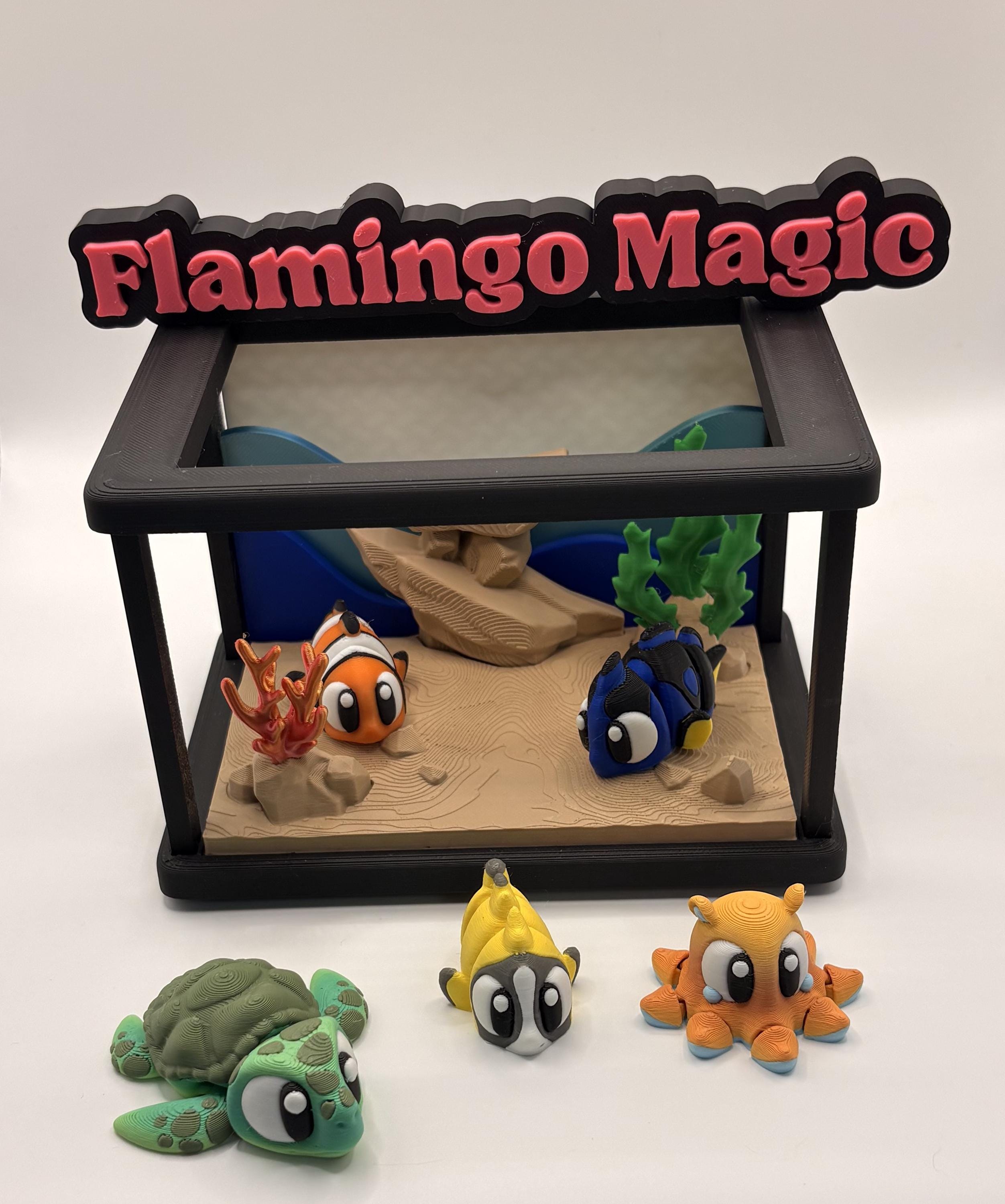 Tropical Fish Tank Playset • Mini Aquarium Scene • 3D Printed Sea Creatures • Fish, Turtle, Octopus Options • Cute Ocean Decor Gift