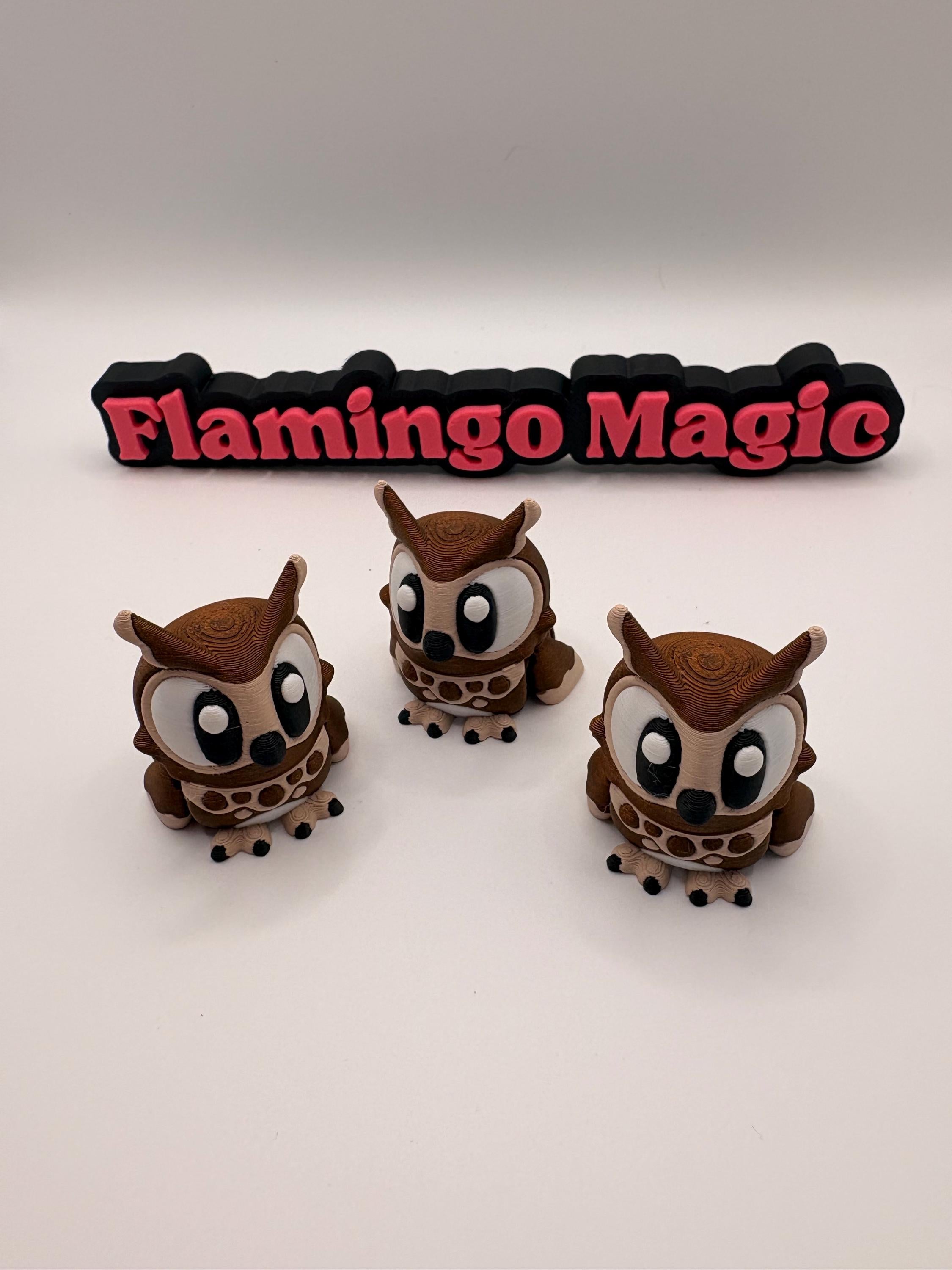 Owl Park Display – 3D Printed Owl Figures with Tree Scene | Cute Owl Decor | Woodland Desk Shelf Decor | Owl Lover Gift