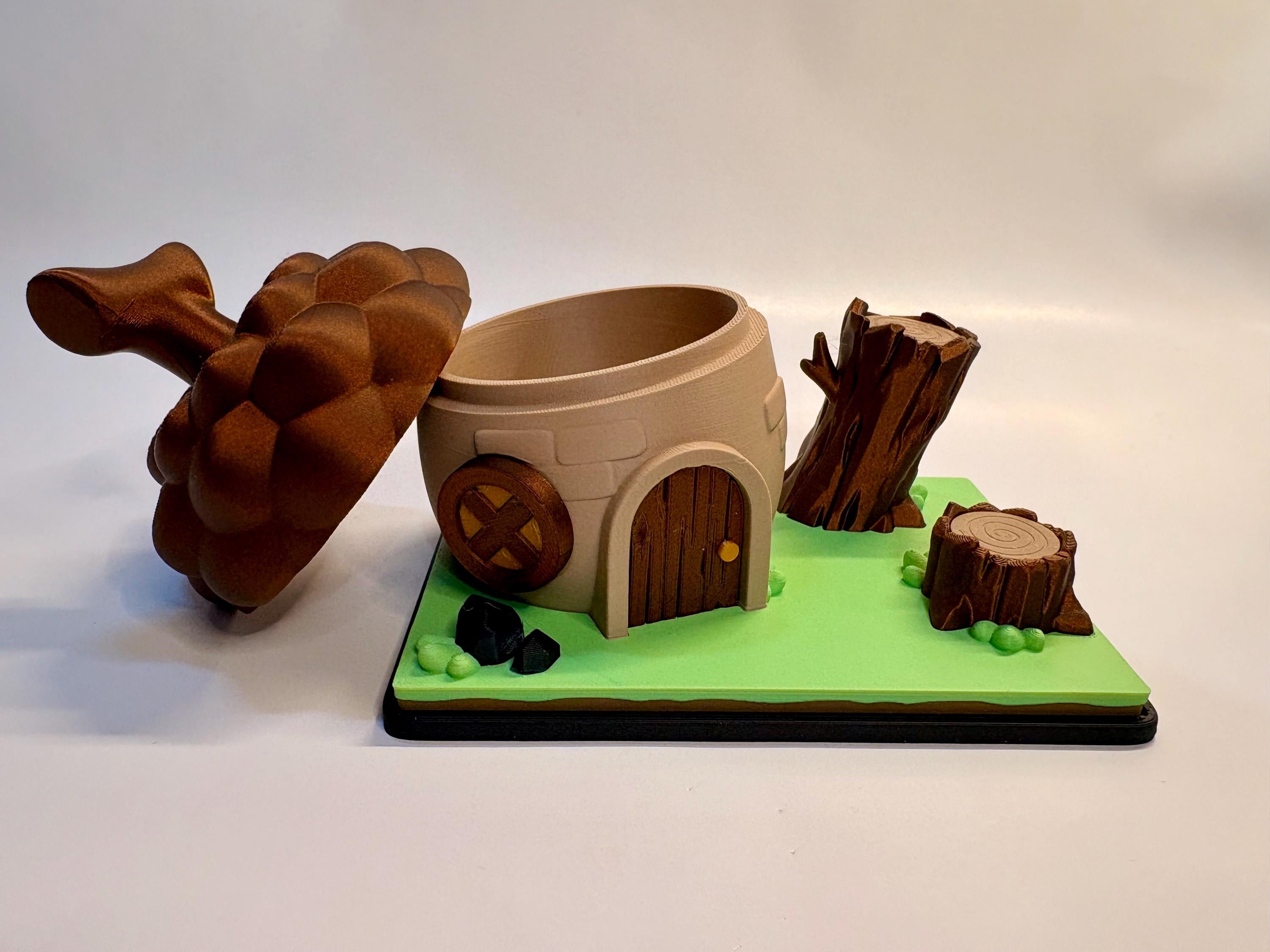 Squirrel House Woodland Scene | Cute Forest Decor | 3D Printed Animal Display | Fairy Garden Cottage | Desk & Shelf Decor