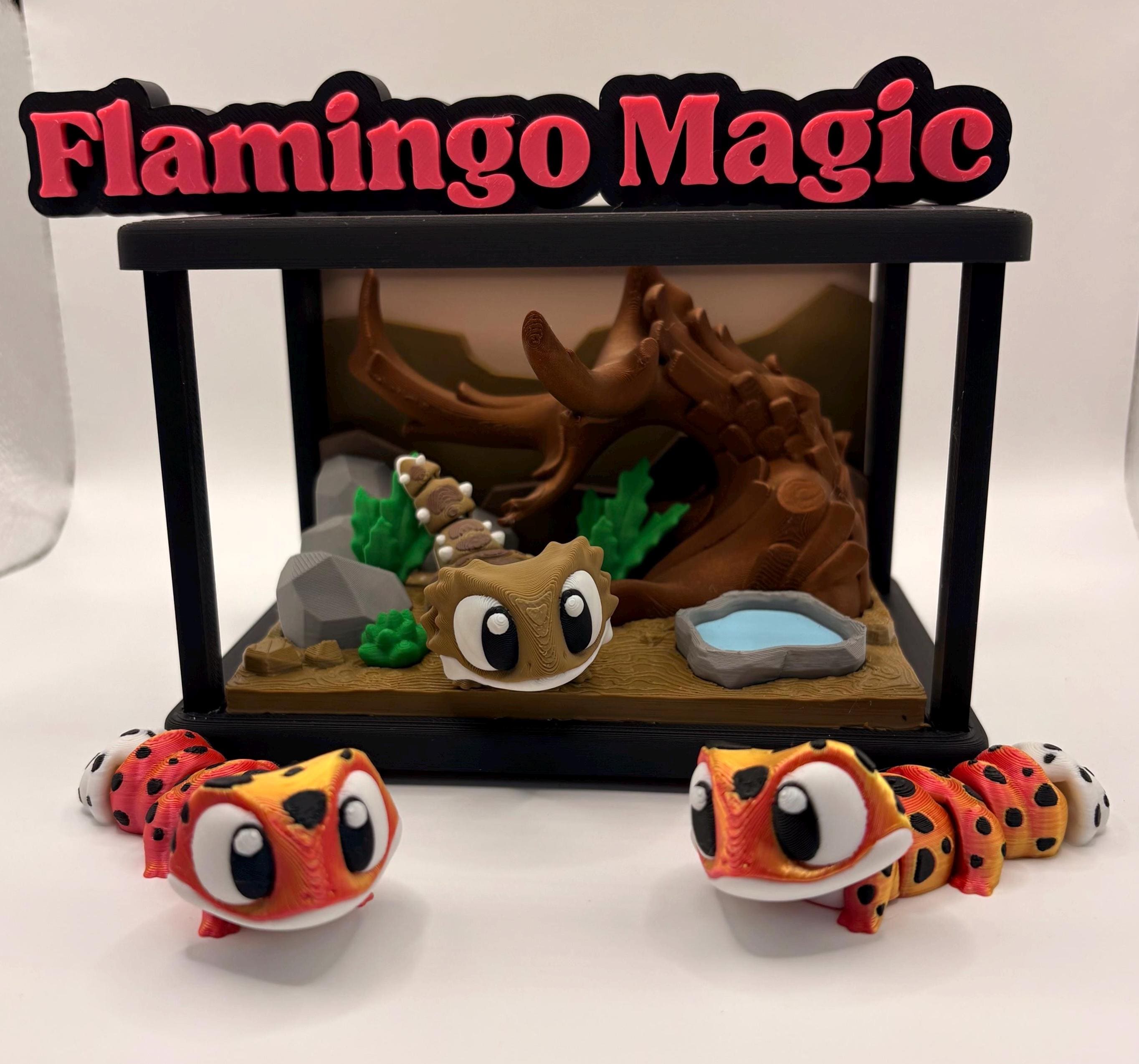 Gecko & Bearded Dragon Fidget Set – 3D Printed Articulated Reptile Tank Display