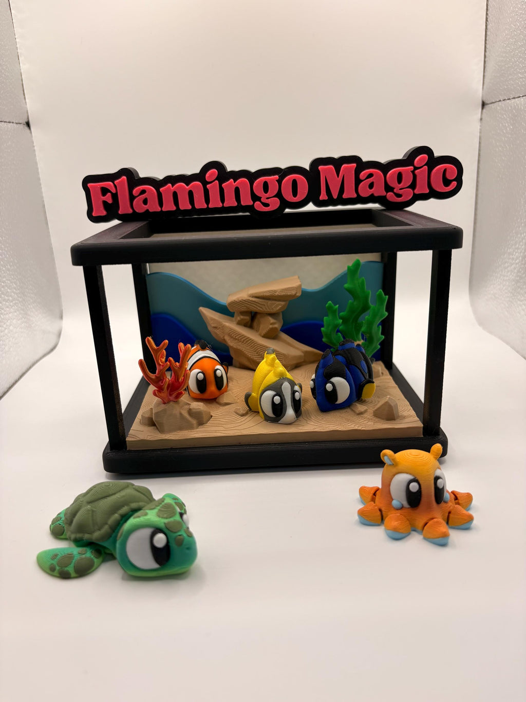 Tropical Fish Tank Playset • Mini Aquarium Scene • 3D Printed Sea Creatures • Fish, Turtle, Octopus Options • Cute Ocean Decor Gift