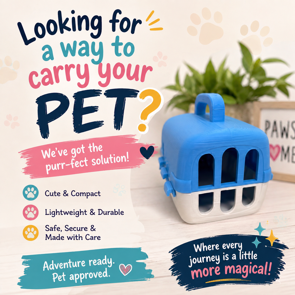Mini Pet Carrier – Toy Carrier for Small Figures & Pretend Play