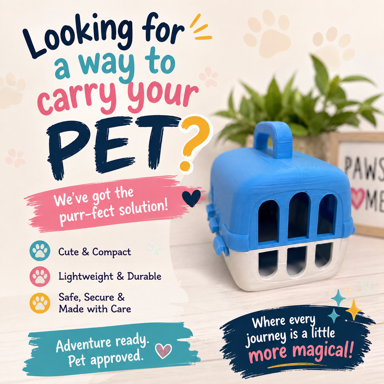 Mini Pet Carrier – Toy Carrier for Small Figures & Pretend Play