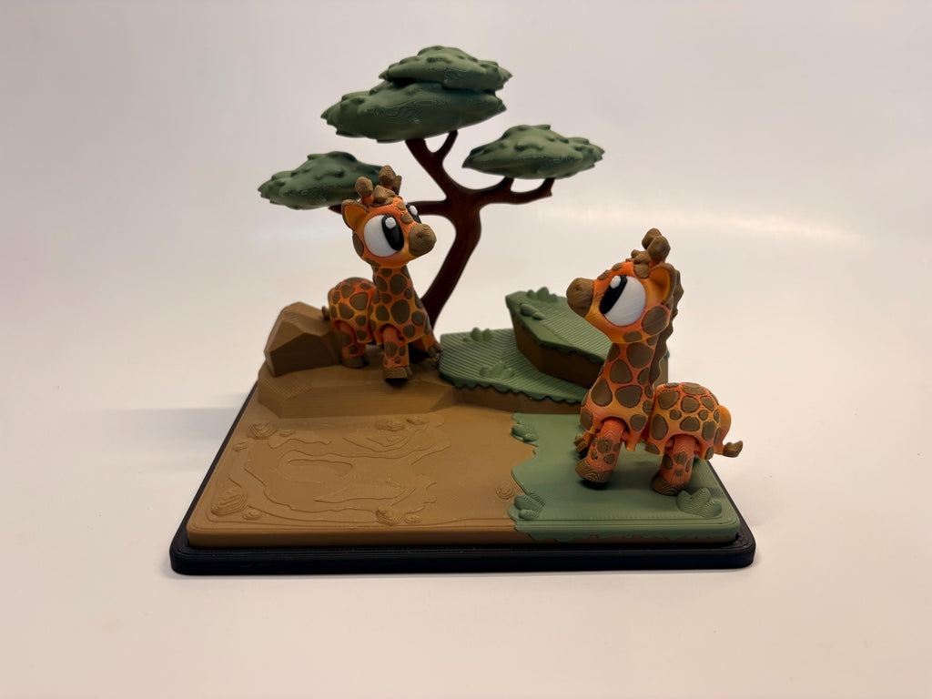 Savannah Animal Tank Playset • 3D Printed Giraffes & Tiger • Mini Safari Scene • Set of 2 or Set of 3 • Cute Collectible Gift