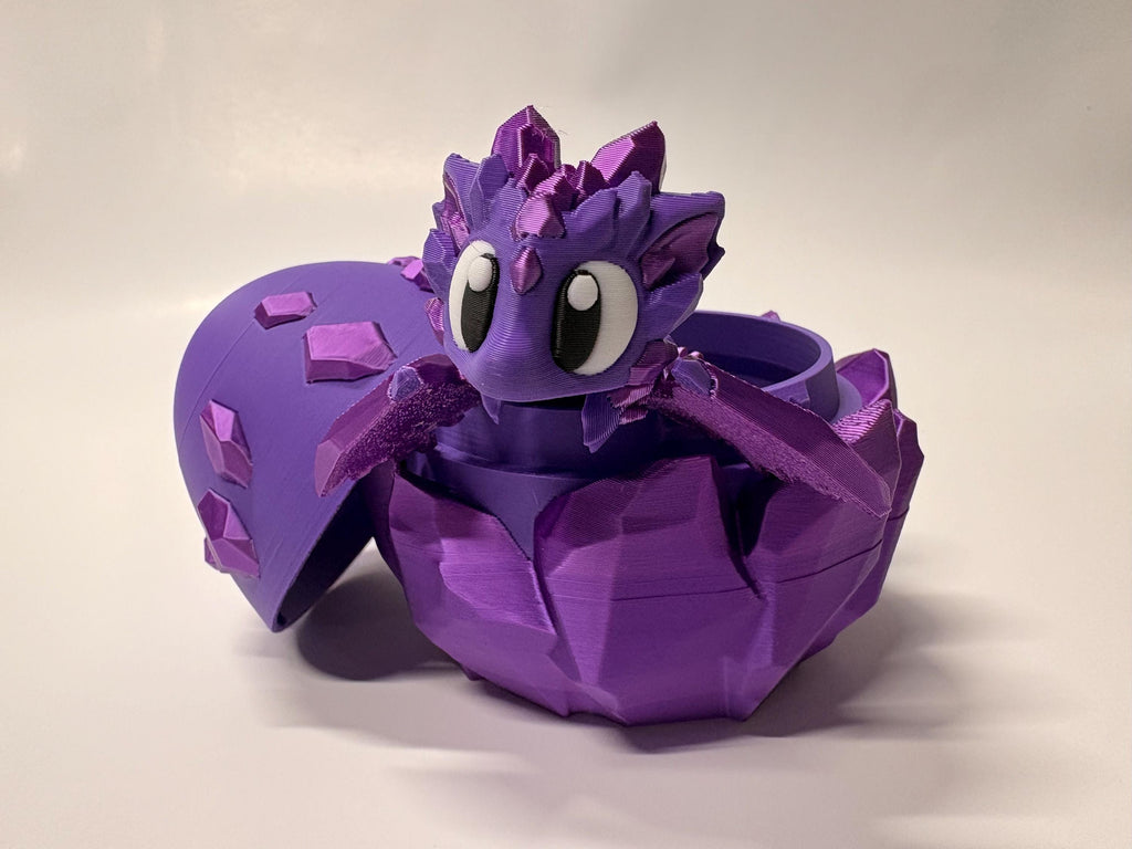 Purple Crystal Dragon & Egg – Limited Edition 3D Printed Fantasy Figurine