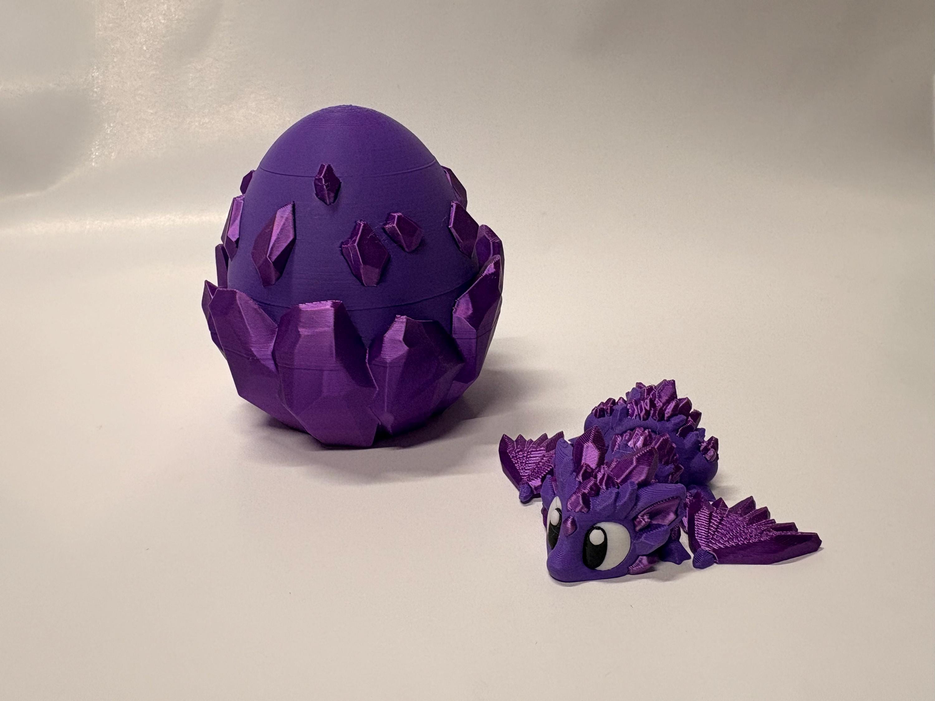 Purple Crystal Dragon & Egg – Limited Edition 3D Printed Fantasy Figurine