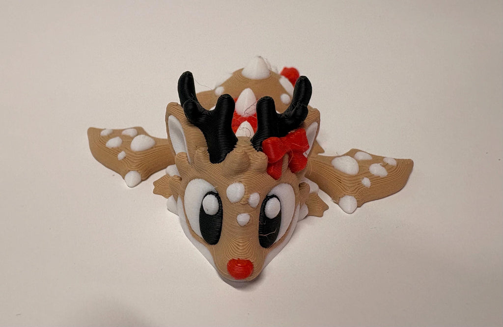 Flexi Reindeer Mini Dragon & Egg | 3D Printed Articulated Toy|Collectible by Flamingo Magic