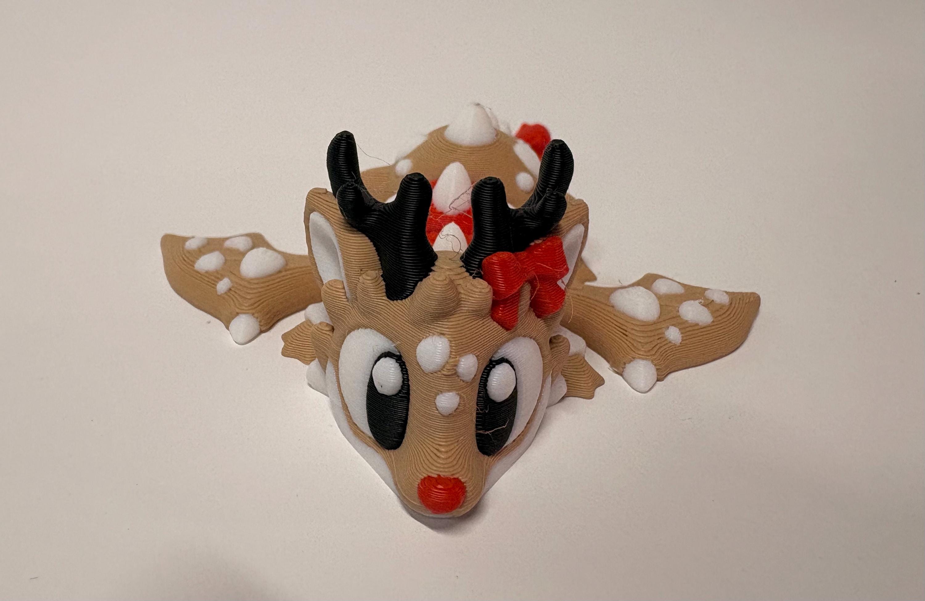 Flexi Reindeer Mini Dragon & Egg | 3D Printed Articulated Toy|Collectible by Flamingo Magic
