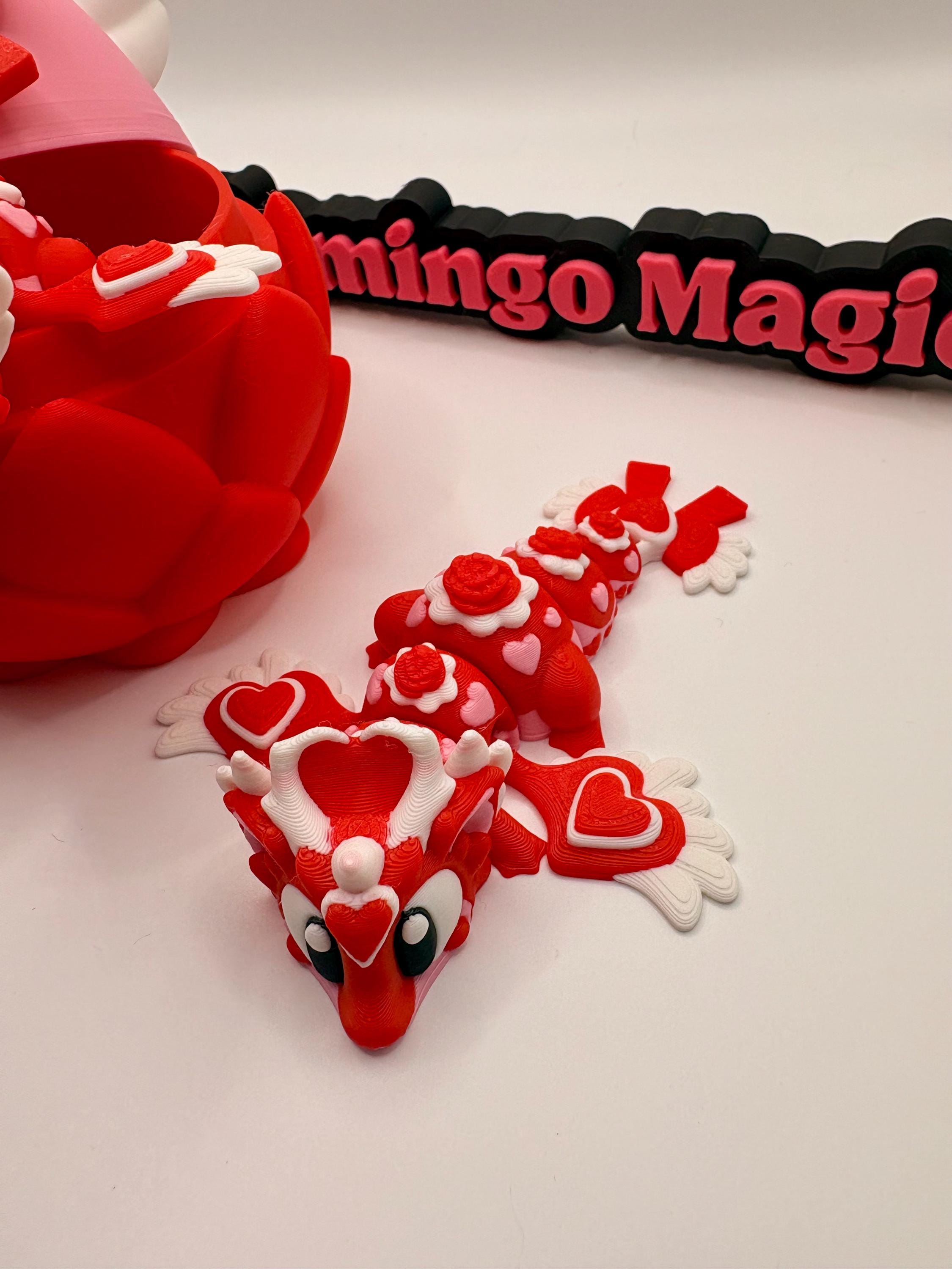 Valentine Heart Dragon • 3D Printed Dragon Figurine • Cute Fantasy Gift • Heart Egg Dragon • Valentine Collectible for Dragon Lovers